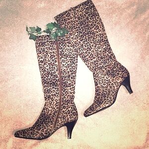 Studio 1940 leopard design fashion zip up boots